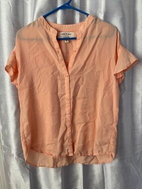 cloth & stone by Anthropologie Soft Peach Button-Front Short Sleeve Blouse